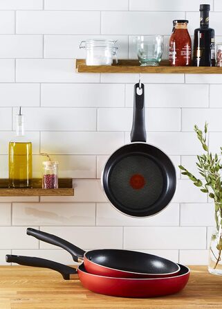 Набір антипригарних сковорідок Lagostina Cucina Mediterranea, легований алюміній, пластик, чорний та червоний, 21/24/28 см