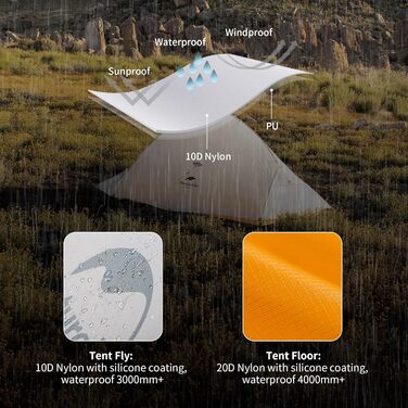 Намет Naturehike Cloud Up 2 оновлений, ультралегкий, двомісний, 3-4 сезони, для кемпінгу та туризму