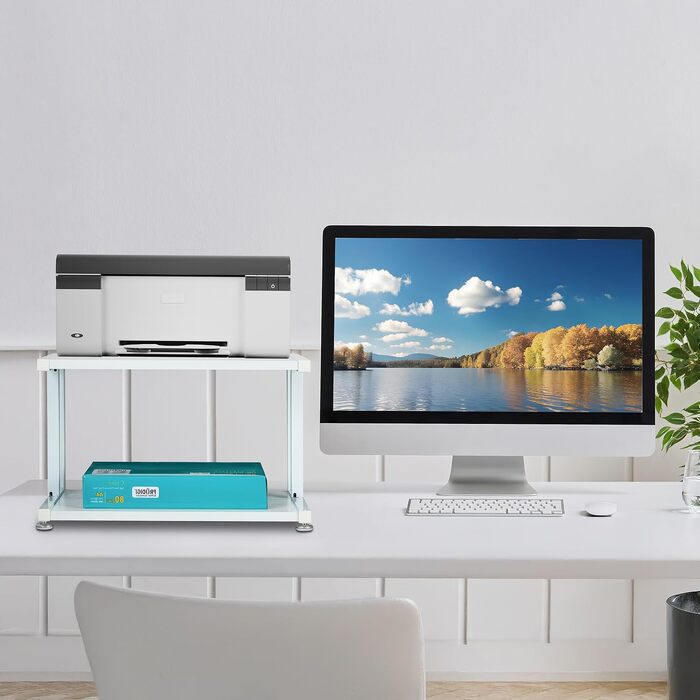 Підставка для принтера Relaxdays з 2 полицями, настільний стіл-органайзер для офісу, білий, 28x45x28 см