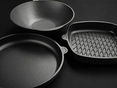 Wok AMT Gastroguss 32 см, алюмінієвий, індукційний, антипригарне покриття Lotan, литий, з ручкою