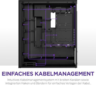 Корпус NZXT H7 Flow для ПК, Mid-Tower ATX, чорний, з потужною вентиляцією, підтримка до 3х 120-мм вентиляторів знизу для охолодження відеокарти, 3х 120-мм фронтальних вентиляторів, місце для радіатора 420 мм спереду
