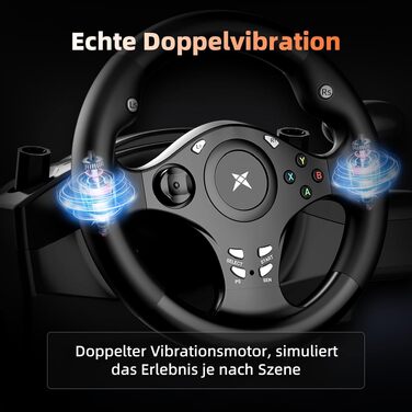 Ігровий кермо NBCP R270 з педалями, 270°, вібрація, для PC/PS3/PS4/Xbox One/Series X/S/Nintendo Switch – для гоночних ігор