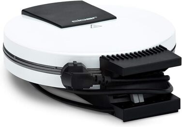 Вафельниця Cloer 1200 Вт для класичних вафель XXL, діаметр 19,5 см, сталева, біла, без сигналу