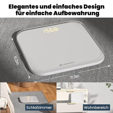 UNIWEIGH цифрова вага для тіла, високоточна до 180 кг, скляна платформа, LED-дисплей, Step-on, 3 одиниці виміру, батарейки в комплекті, біла