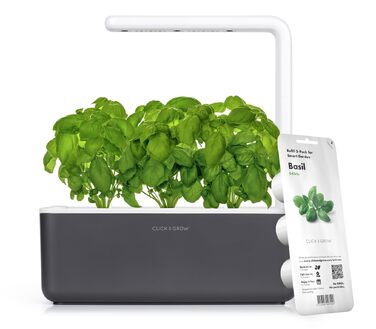 Click and Grow Growbox Smart Garden: Інтелектуальний сад для вирощування зелені вдома (3 капсули, темно-сірий)