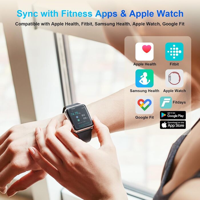 Розумні ваги Healthkeep з Bluetooth, подвійним екраном, ITO-покриттям, вимірюванням 16 параметрів тіла та пульсу, підтримкою додатку для Android/iOS, до 180 кг, сріблясті