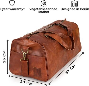 Дорожня шкіряна сумка Berliner Bags Oslo, коричнева, 45 л, для жінок і чоловіків
