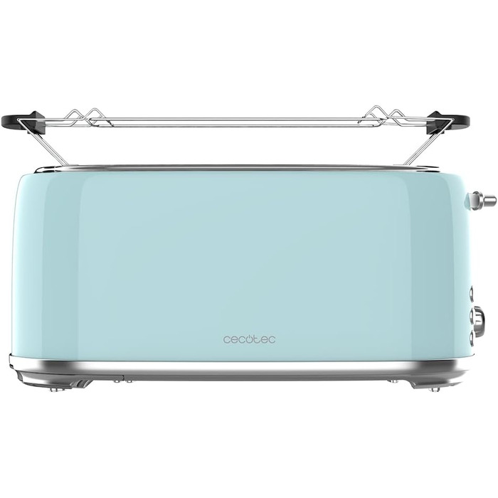 Тостер Cecotec Toast&Taste 1600 Retro Double 1630W, нержавіюча сталь, 4 слоти, регульована потужність, синій ретро-дизайн