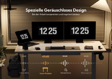 Електричний регульований письмовий стіл Claiks 120x60 см з шухлядою, білий, стіл для роботи стоячи та сидячи