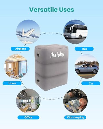 iBeleby Надувна підставка для ніг у літак, дитяча дорожня подушка для сну, регульована подушка для підтримки ніг, портативний дорожній аксесуар для офісу, дому та подорожей