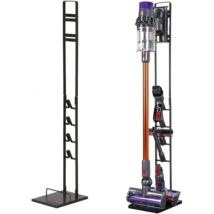 Підставка-стійка Trade-Shop для бездротового пилососа Dyson V15/V12/V11/V10/V8/V7/V6, темно-сіра, з тримачем для аксесуарів та насадкою для вологого прибирання