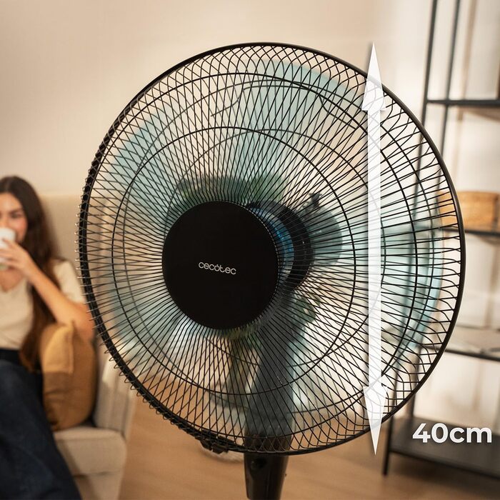 Вентилятор підлоговий Cecotec EnergySilence 560 Max Smart 45W, 40 см, 5 лопатей, таймер 12 год, LED-дисплей, сенсорне управління, 3 швидкості, автоматичне обертання (білий)