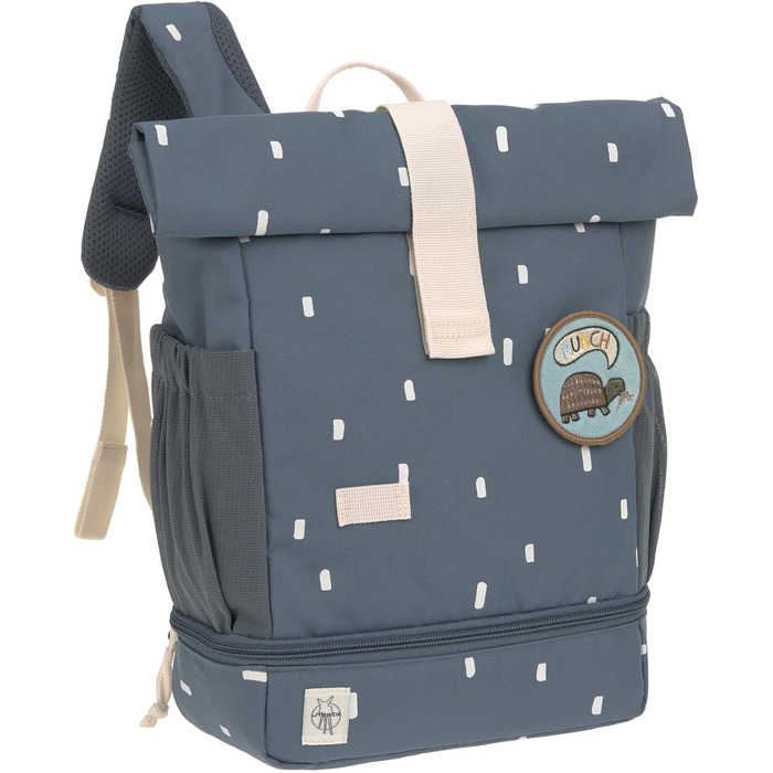 Дитячий рюкзак LÄSSIG Rolltop, водонепроникний, 11 л, темно-синій, з нагрудним ременем, Happy Prints