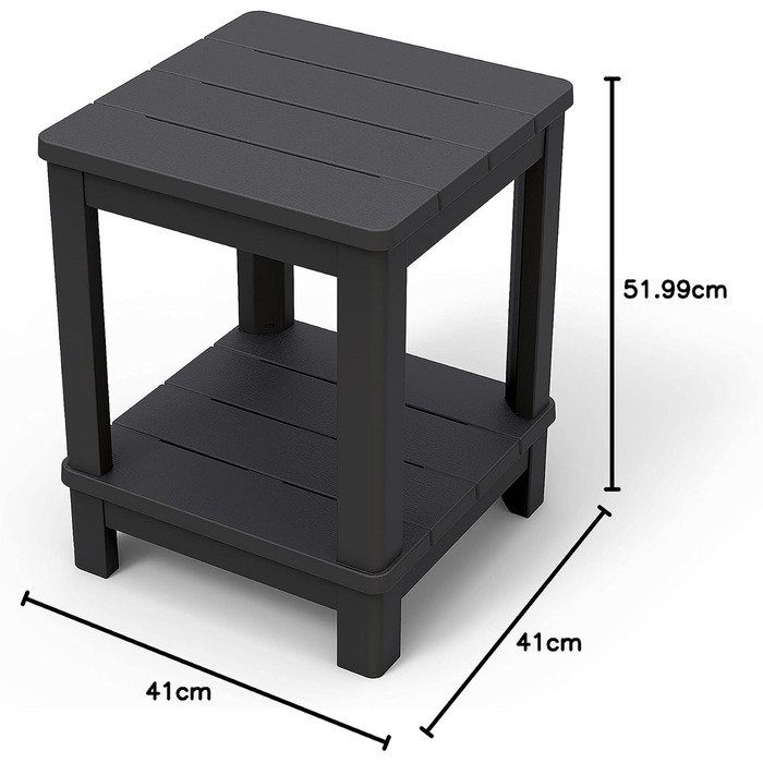 Стіл Allibert by Keter Deluxe для саду, балкону, тераси, кемпінгу, пластиковий, 41x41x52 см, стійкий до погодних умов, компактний