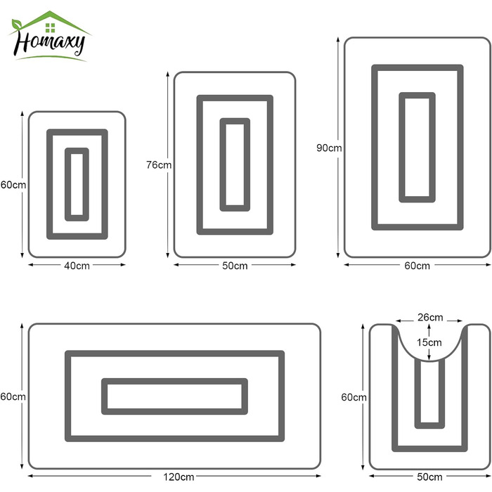 Килимок для ванної кімнати Homaxy з мікрофібри, неслизький, 60x90 см, сірий