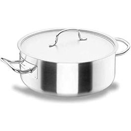 Каструля для смаження Lacor 50028 з кришкою, 28 см, срібляста, нержавіюча сталь