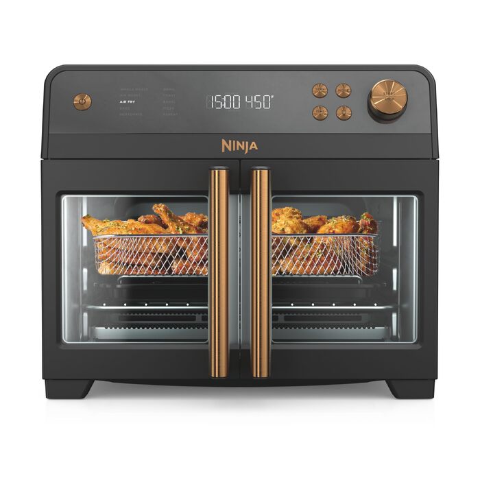 Мультипіч Ninja French Door Premier Air Fry Oven 10-в-1, 20.3 л, з кошиком для фритюрниці 5 л та аксесуарами, чорна, FO101BK