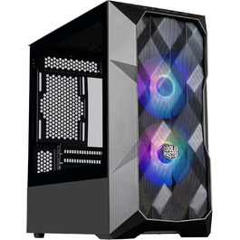 Корпус для ПК Cooler Master TD300 Mesh Mini-Tower для Micro-ATX та Mini-ITX, ігровий корпус з високим повітряним потоком, 2 ARGB вентилятори 120 мм, бічна панель із загартованого скла, знімна кришка, ARGB/PWM-хаб