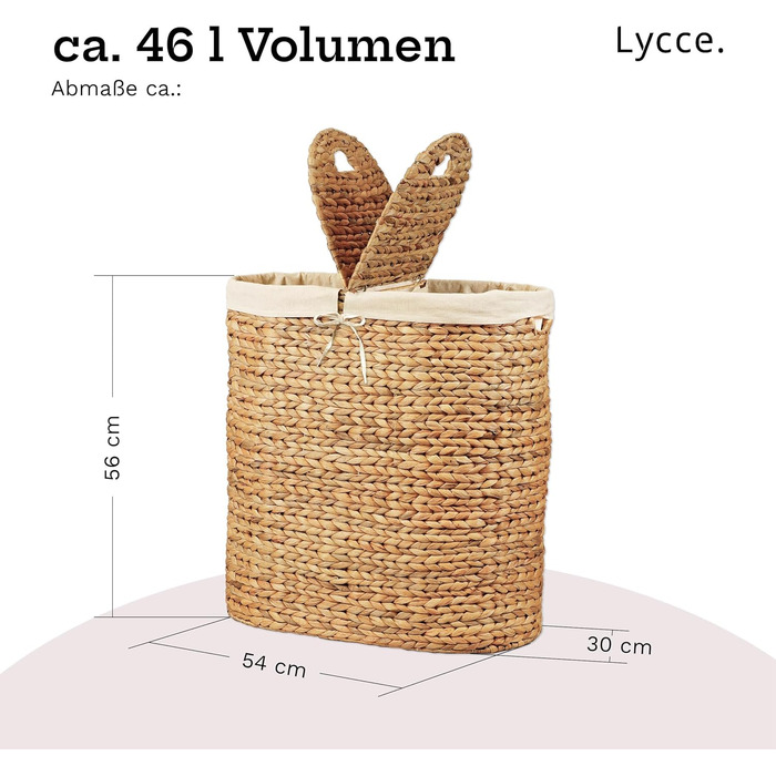 Кошик для білизни Lycce з водяної гіацинти, 46 л, 2-секційний, овальний, з кришкою та металевим каркасом, для ванної та спальні