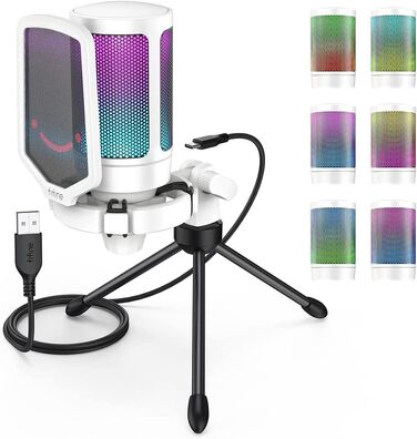 Ігровий USB мікрофон FIFINE для ПК, PS4, PS5, Mac з підставкою, кнопкою вимкнення звуку, поп-фільтром, антивібраційним кріпленням, для стрімінгу, подкастів, студії
