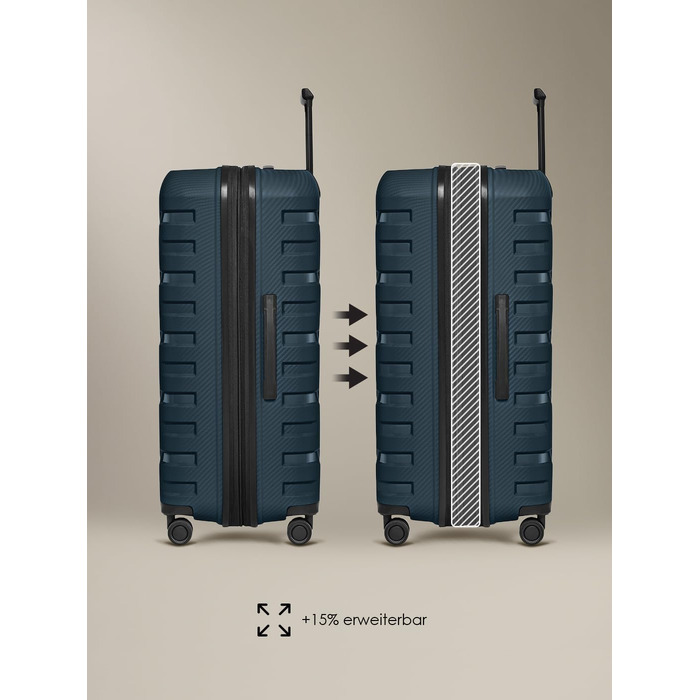 Набір валіз Smartbox Edition 01 (3 шт.) розширювані, твердий корпус з поліпропілену, S M L, TSA замок, 4 подвійні колеса, Navy
