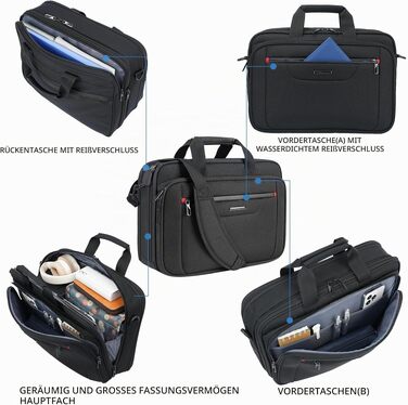 Сумка для ноутбука VANKEAN Premium Briefcase, захисний чохол для ноутбука до 15.6 дюймів (Чорний/Червоний)