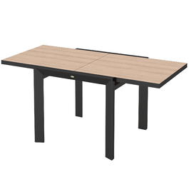 Розсувний алюміній Outsunny Garden Table 80/160x80 см Атмосферостійкий балконний стіл Нековзний фуршетний стіл Кемпінговий стіл на 6 осіб Стіл для патіо Відкритий обідній стіл для саду, патіо Балкон з натурального дерева