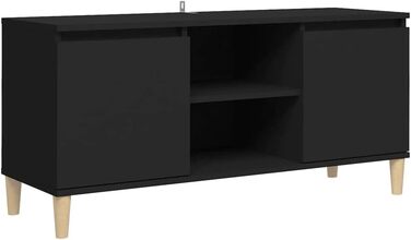 TV тумба vidaXL з масивними дерев'яними ніжками, чорна, 103,5x35x50 см — телевізійна підставка, тумба під телевізор, комод, меблі для вітальні