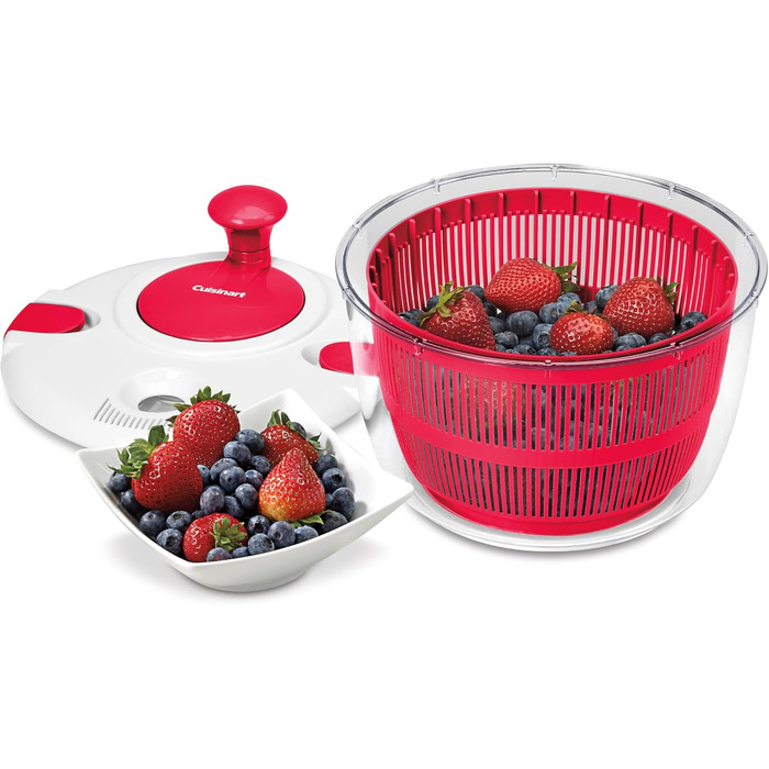 Салатниця-сушарка Cuisinart CTG-00-SAS велика, 5 л, червона - для миття, віджимання та сушіння салату, фруктів та овочів