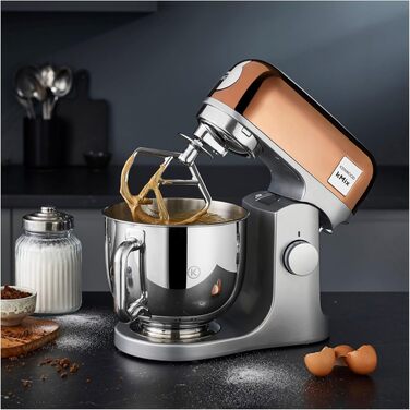 Планетарний міксер Kenwood kMix Editions KMX760BC, 1000 Вт, чаша з нержавіючої сталі 5 л, з набором для кондитерських виробів та захисним екраном, Roségold