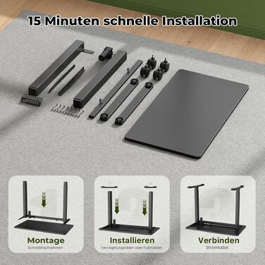 Електричний регульований стіл Gibbon Mounts 88x50 см для дому та офісу, чорний
