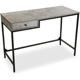 Стіл для комп'ютера Versa Jack, робочий стіл з шухлядою, 110x48x76 см, дерево та метал, сірий колір, для офісу та дому