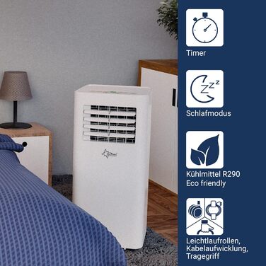 Мобільний кондиціонер SUNTEC Comfort 7.0 Eco R290, 2050 Вт, 7000 BTU, для кімнат до 25 м², охолодження та осушення, з відведенням повітря, тихий, для дому та офісу
