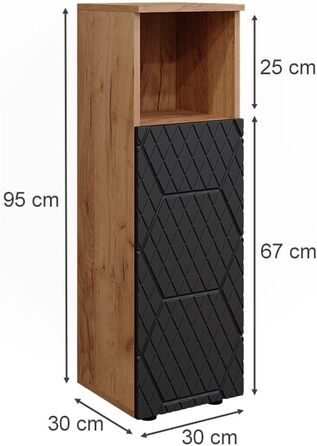 Пенал для ванної Vicco Irma, дуб золотий/антрацит, 30x95 см, смугастий