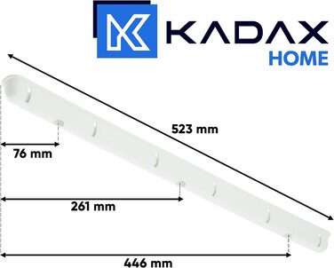 Стельова сушарка для білизни KADAX 6-рядна, настінна, сталеві перекладини з поліетиленовим покриттям, вантажопідйомність 12 кг, біла