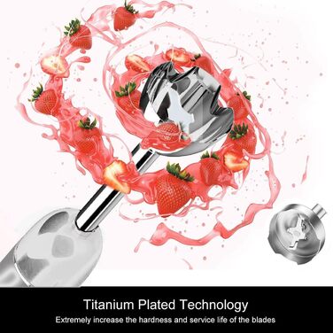 Занурювальний блендер MegaWise Pro Titanium 3-в-1, потужний мотор, 12 швидкостей, титанові леза, вінчик та спінювач для молока, чорний