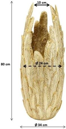 Ваза Kare Design Feathers золота, декоративна настільна ваза для вітальні 92x35x35 см