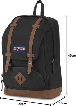 Рюкзак JanSport CORTLANDT чорний, великий, з відділенням для ноутбука 15