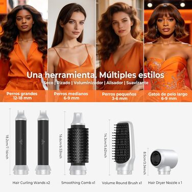 Hairstyler 5 в 1 Coandă-ефект: Фен-щітка, автоматичний локон, об'єм, сушка - перламутрово-білий (350г)