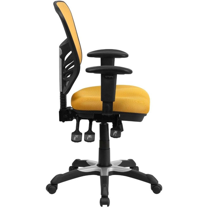 Ергономічне офісне крісло Flash Furniture, жовтогаряче, з регульованими підлокітниками, мультифункціональний комп'ютерний стілець, 68.6x64.8x112.4 см