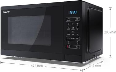 Мікрохвильова піч SHARP YC-MS252AE-B, 900 Вт, 11 режимів, функція розморожування, чорна