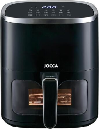 Аерофритюрниця JOCCA 5L 1450W з LED сенсорним екраном, регулюванням температури та функцією енергозбереження, чорна
