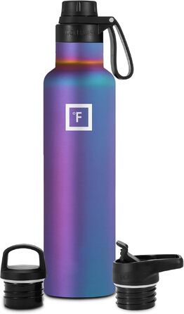 Термофляга IRON °FLASK Edelstahl 710 мл Aurora: Металева пляшка для води з 3 кришками, ізольована, не протікає, для спорту, школи, фітнесу, кемпінгу