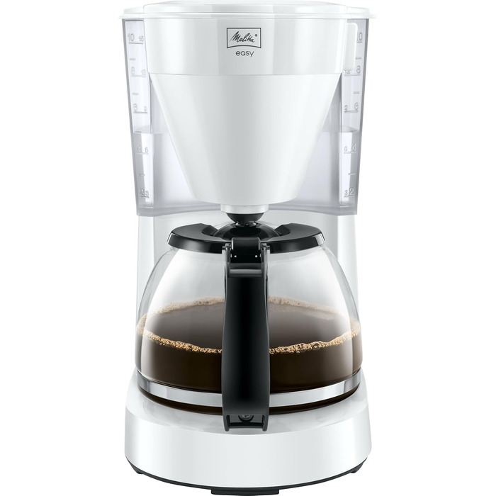 Кавоварка Melitta Easy з фільтром, скляною колбою, антикрапельною системою, на 10 чашок, біла