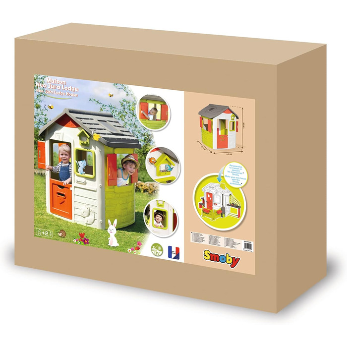 Дитячий будиночок Smoby Life Jura Lodge (115x123x132 см) з переробленого пластику - вуличний будиночок для дітей з годівницею для птахів, для саду та тераси, від 2 років