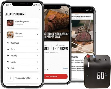 Weber Connect Smart Grilling Hub — розумний термометр для гриля з Bluetooth і Wi-Fi, контроль через додаток, покрокові рецепти, підтримка до 4 датчиків, чорний