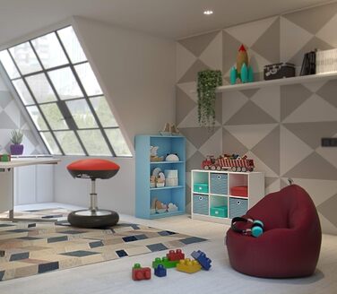 Книжкова шафа Furinno Basic на 6 відділень з 3 вставками, біло-блакитна, 30,23x30,23x59,94 см