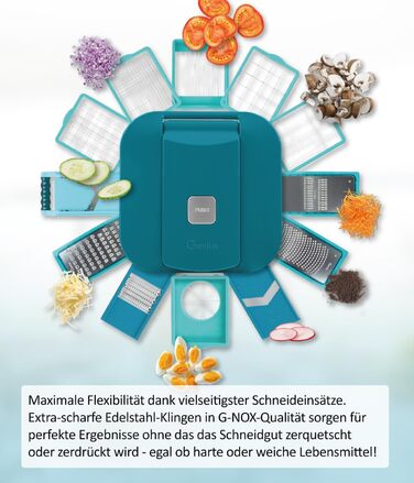 Професійна овочерізка та сушарка для салату Genius Nicer Dicer Chef, 4-в-1, з кришкою, контейнером і ситом, 5.2 л, прозора