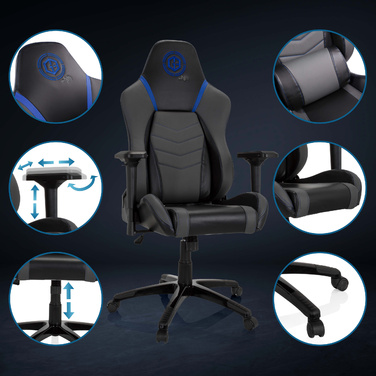 Ігрове крісло / Офісне крісло GAMEBREAKER POLARYS I Штучна шкіра Сірий / Синій HJH OFFICE