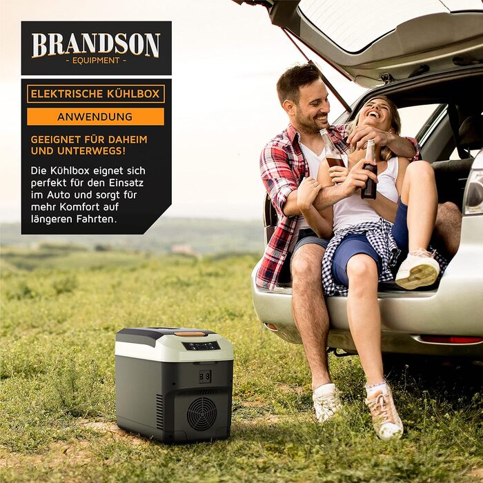 Електричний холодильник Brandson 10 л для авто і дому, охолоджує та нагріває, 230В/12В, Cool Grey